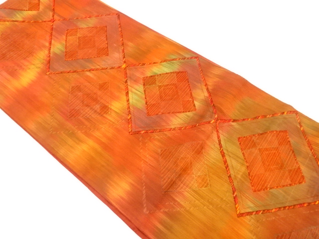 アンティーク　変わり菱模様織り出し袋帯（材料）